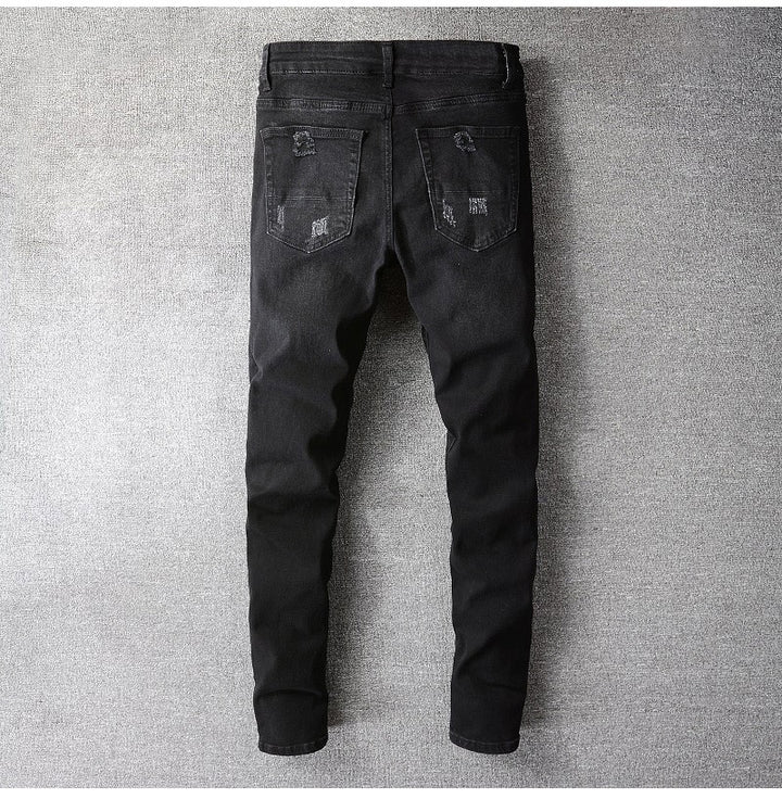 Black Bandana Paisley Patchwork Jeans