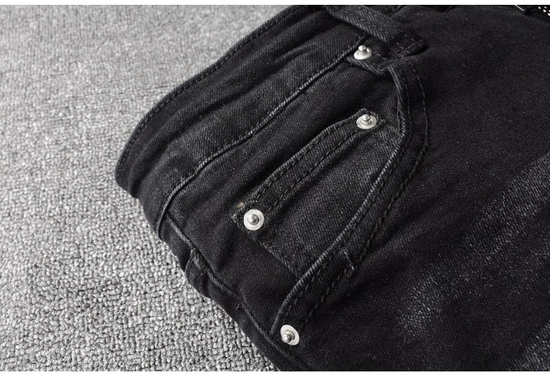 Black Bandana Paisley Patchwork Jeans