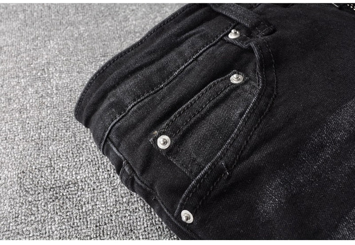 Black Bandana Paisley Patchwork Jeans