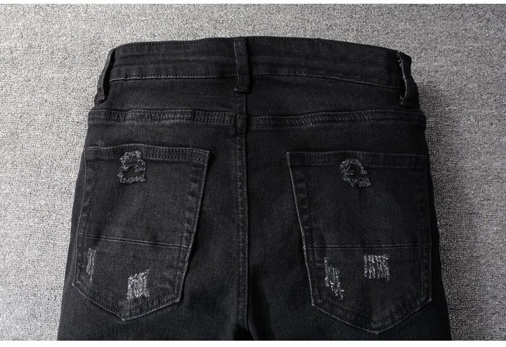 Black Bandana Paisley Patchwork Jeans