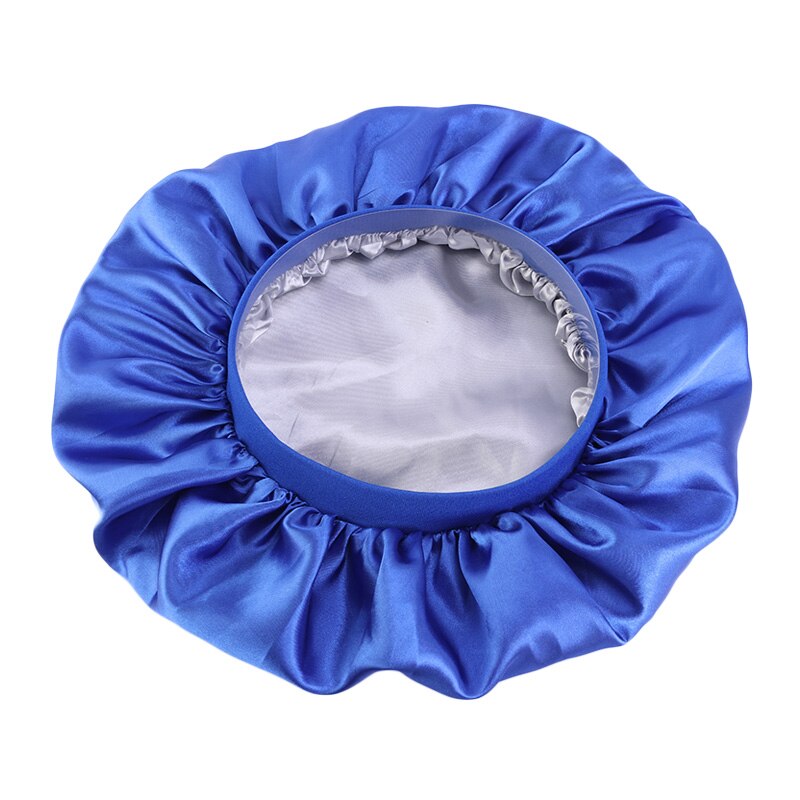 Blue Extra Large Double Layer Wide Band Silky Bonnet