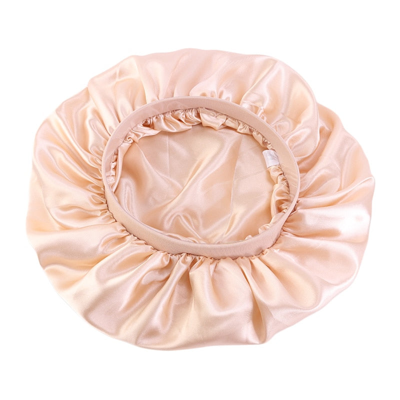 Khaki Extra Large Double Layer Wide Band Silky Bonnet