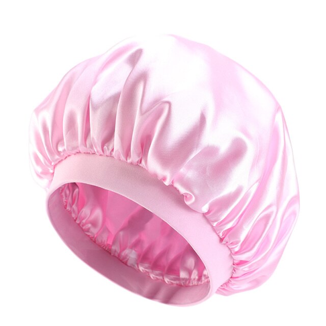 Pink Extra Large Double Layer Wide Band Silky Bonnet