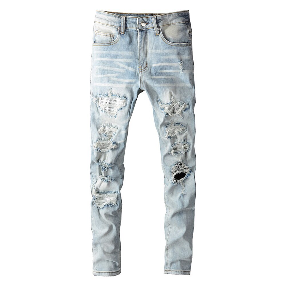 Mens Blue Distressed Big and Tall Jeans | HipHopCloset.com