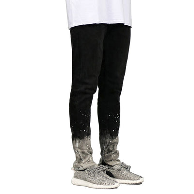 Men Dip Dye Paint Splatter Ripped Skinny Jeans - Taelor Boutique