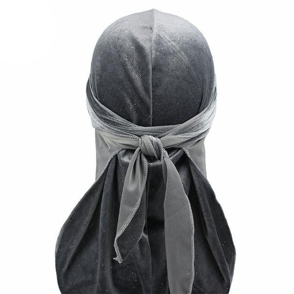 Grey Luxury Shiny Velvet Durag