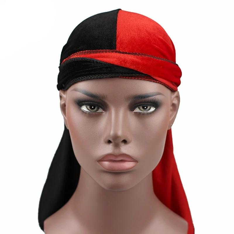 Red & Black Two Tone Velvet Durag