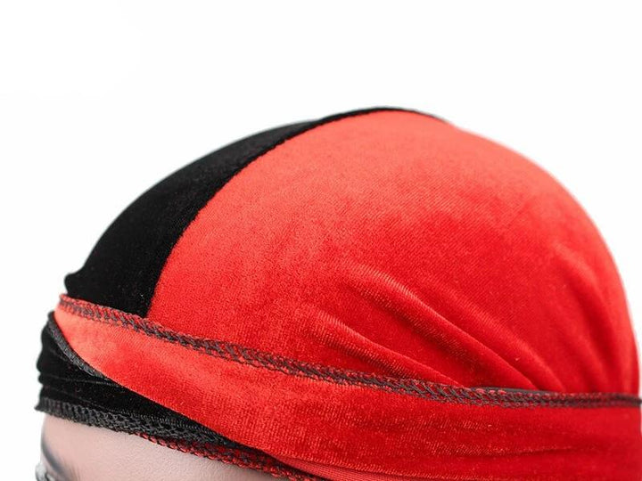 Red &amp; Black Two Tone Velvet Durag - Taelor Boutique