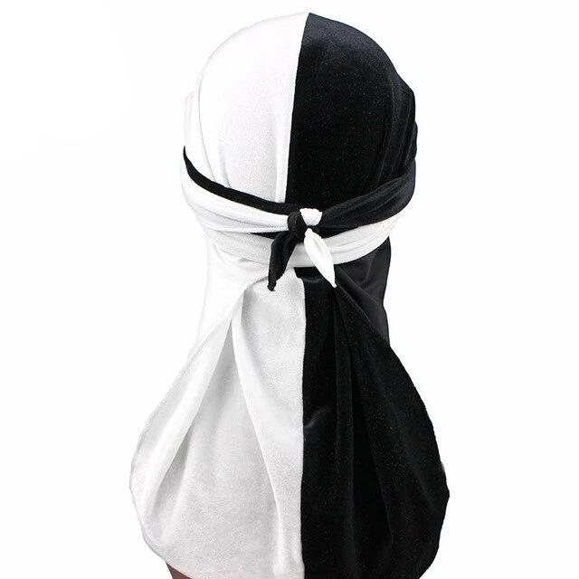 Black & White Two Tone Velvet Durag