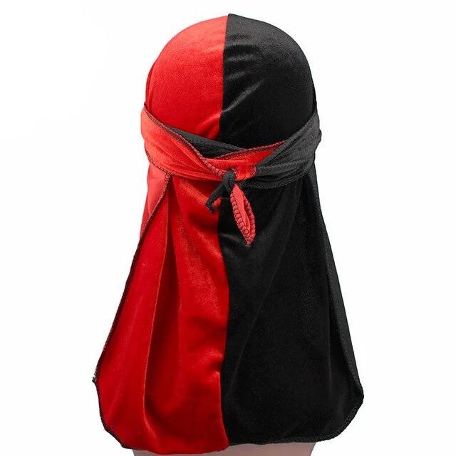 Red & Black Two Tone Velvet Durag