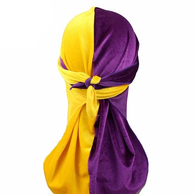 Purple & Yellow Two Tone Velvet Durag