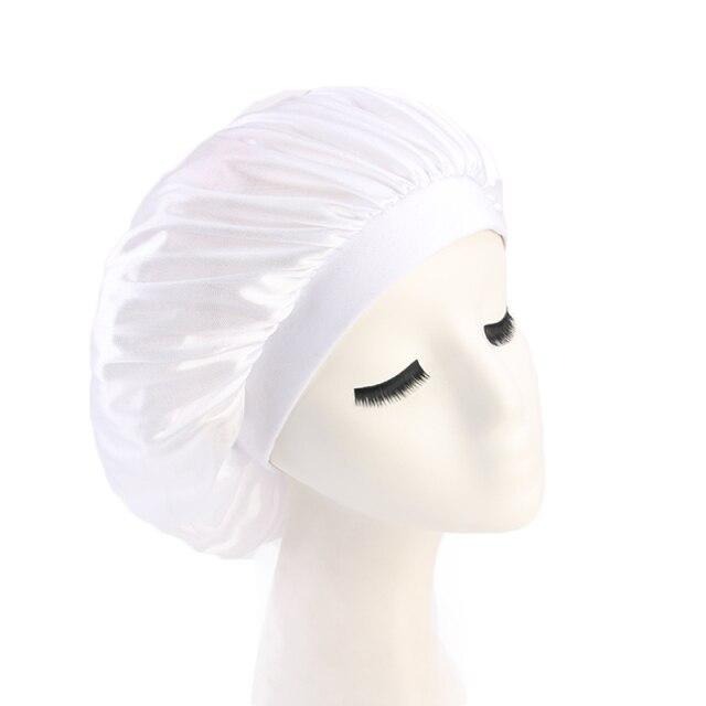 White Wide Band Silky Bonnet