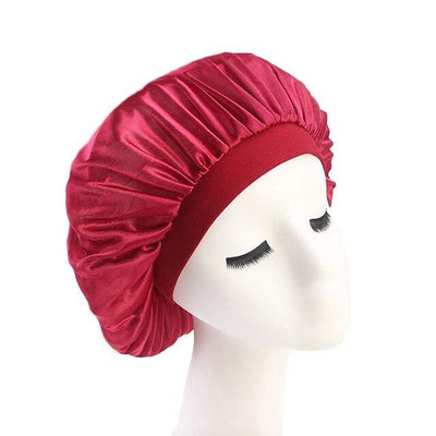 Wine Red Wide Band Silky Bonnet - Taelor Boutique
