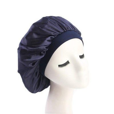 Navy Wide Band Silky Bonnet - Taelor Boutique