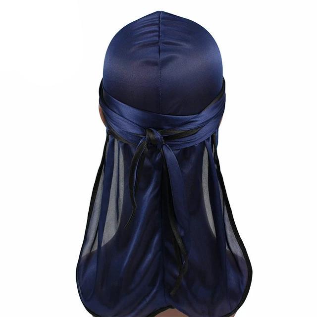 Navy Blue Silk Durag w/ Black Lining