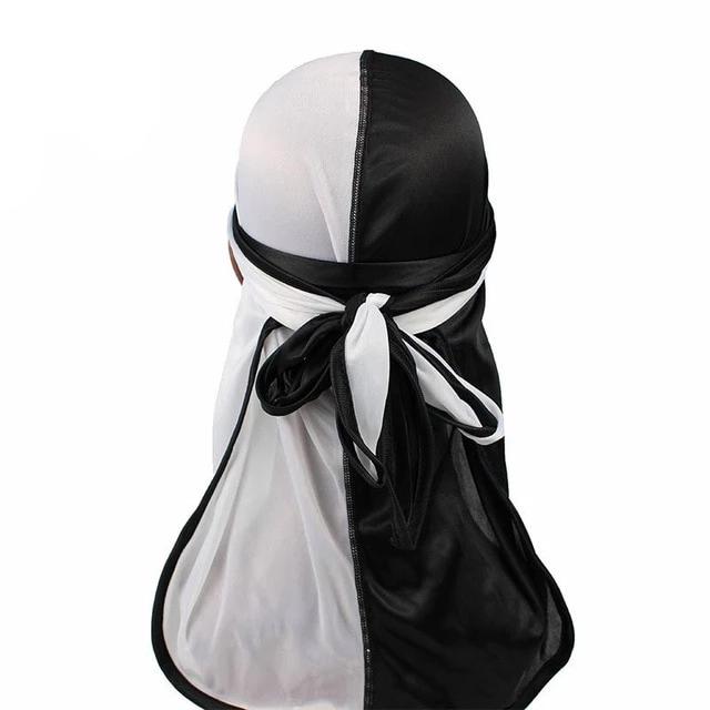 Black &amp; White Two Tone Silky Durag - Taelor Boutique