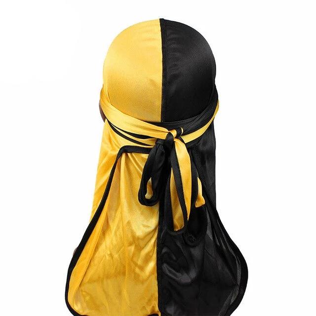 Yellow &amp; Black Two Tone Silky Durag - Taelor Boutique