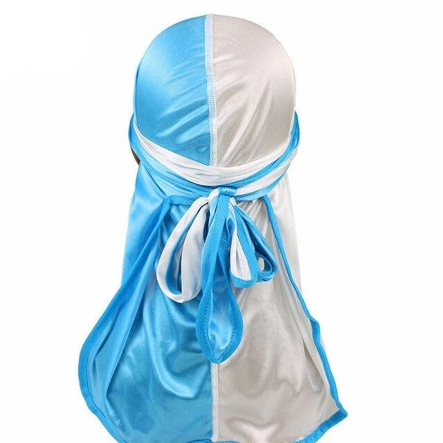 Light Blue &amp; White Two Tone Silky Durag