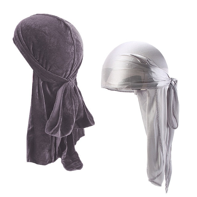 Grey Velvet & Silk Durag Set