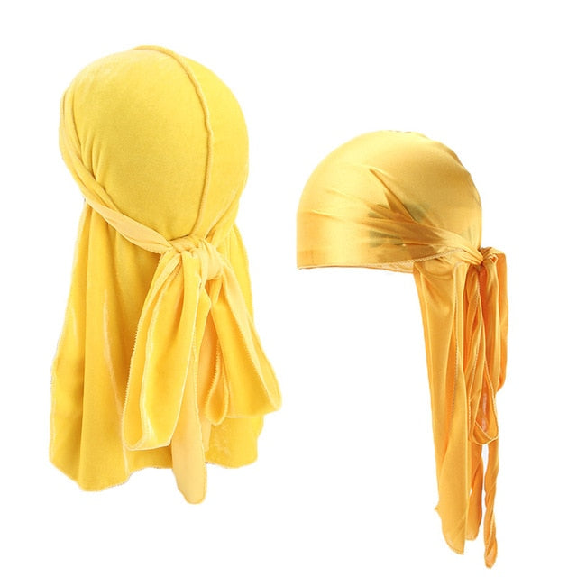 Yellow Velvet &amp; Silk Durag Set - Taelor Boutique