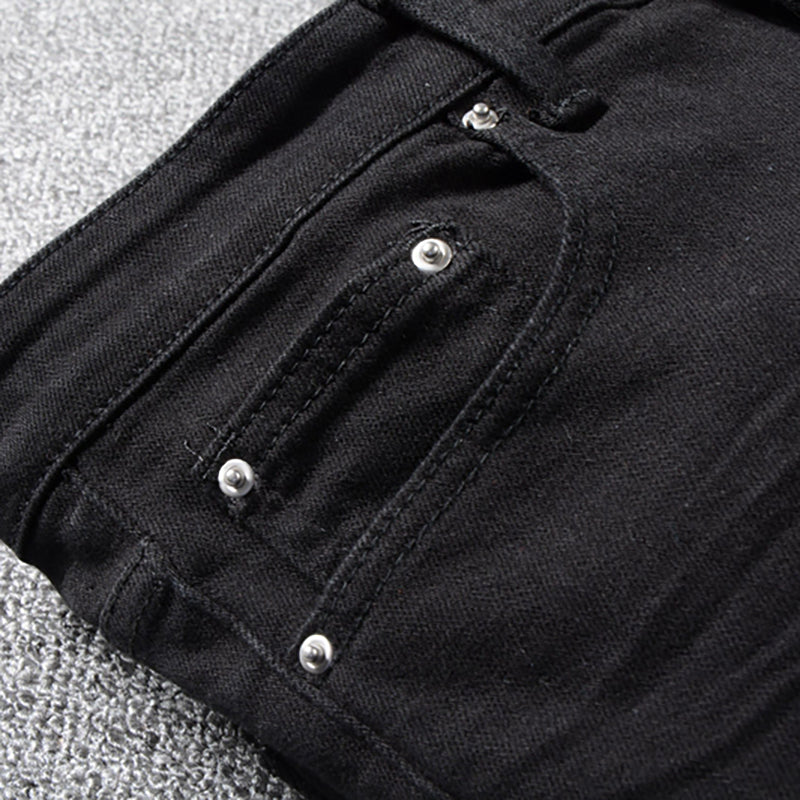Black Ribbed Patchwork Jeans - Taelor Boutique