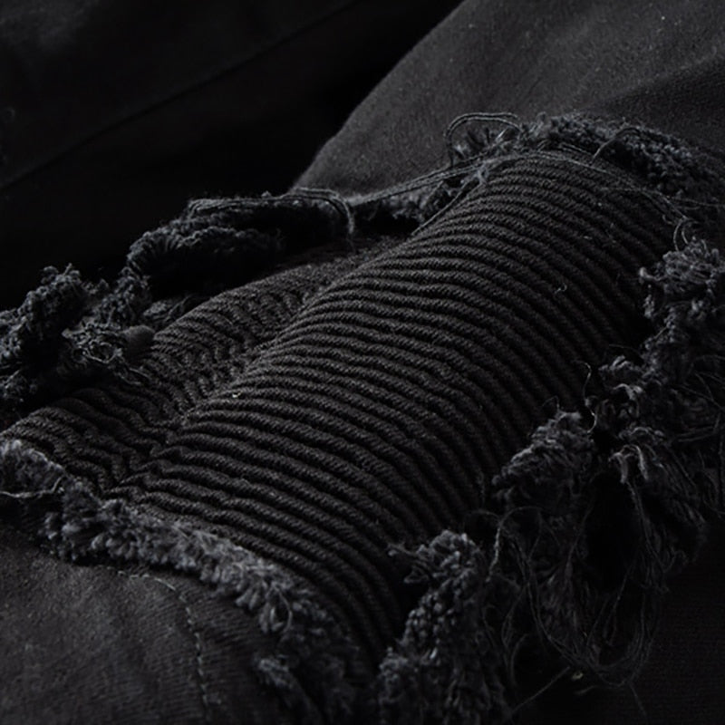 Black Ribbed Patchwork Jeans - Taelor Boutique