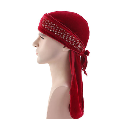 Red Rhinestone Velvet Durag - Taelor Boutique