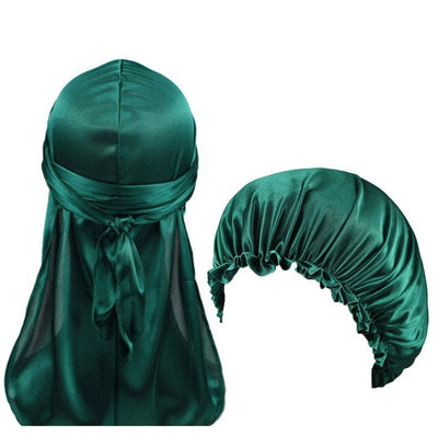 Green Silk Durag & Bonnet Set - Taelor Boutique