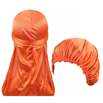 Orange Silk Durag & Bonnet Set - Taelor Boutique