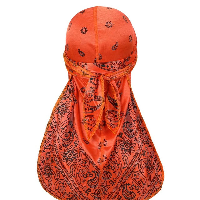 Orange Silky Bandana Durag