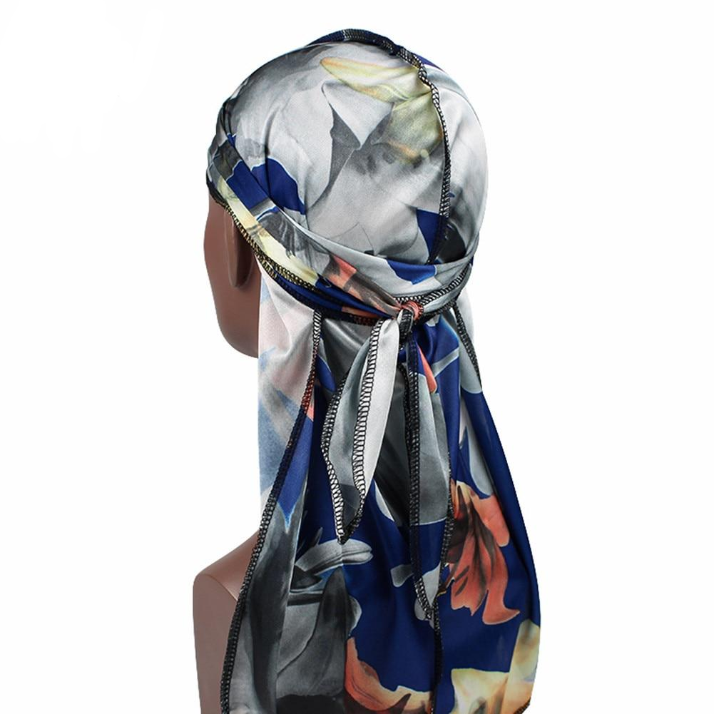 Deep Blue Floral Silk Durag - Taelor Boutique