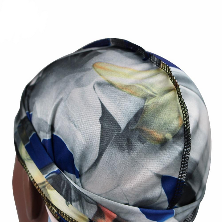 Deep Blue Floral Silk Durag - Taelor Boutique