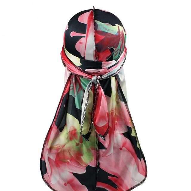 Black Floral Silk Durag