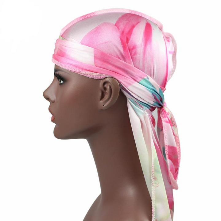 Pink Floral Silk Durag - Taelor Boutique