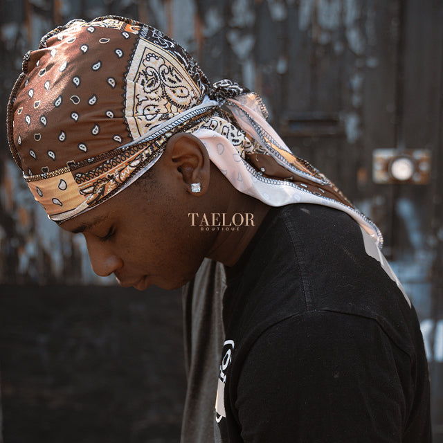 Brown Beige Silky Bandana Durag