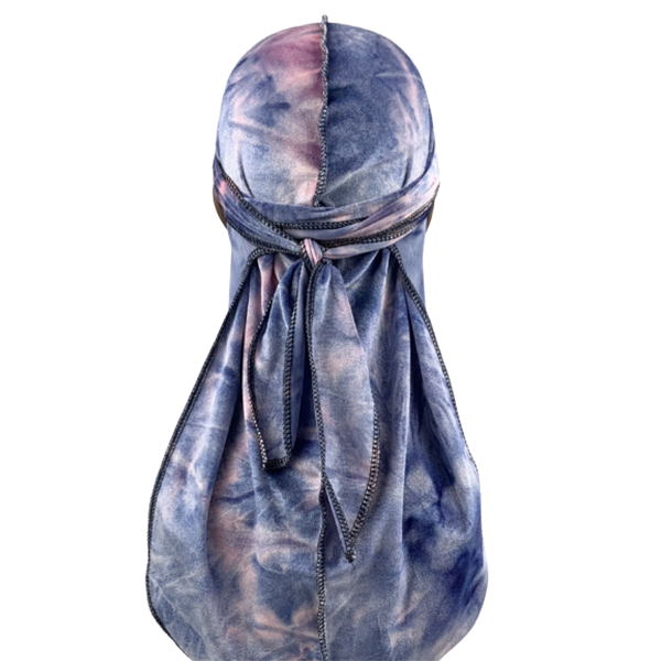 Blue Tie Dye Velvet Durag