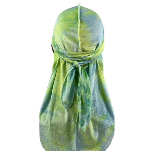 Green Tie Dye Velvet Durag