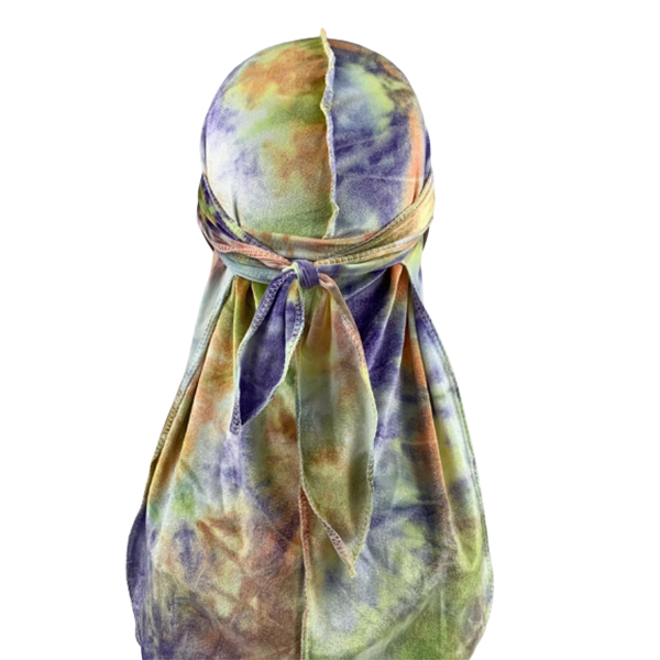 Yellow Tie Dye Velvet Durag